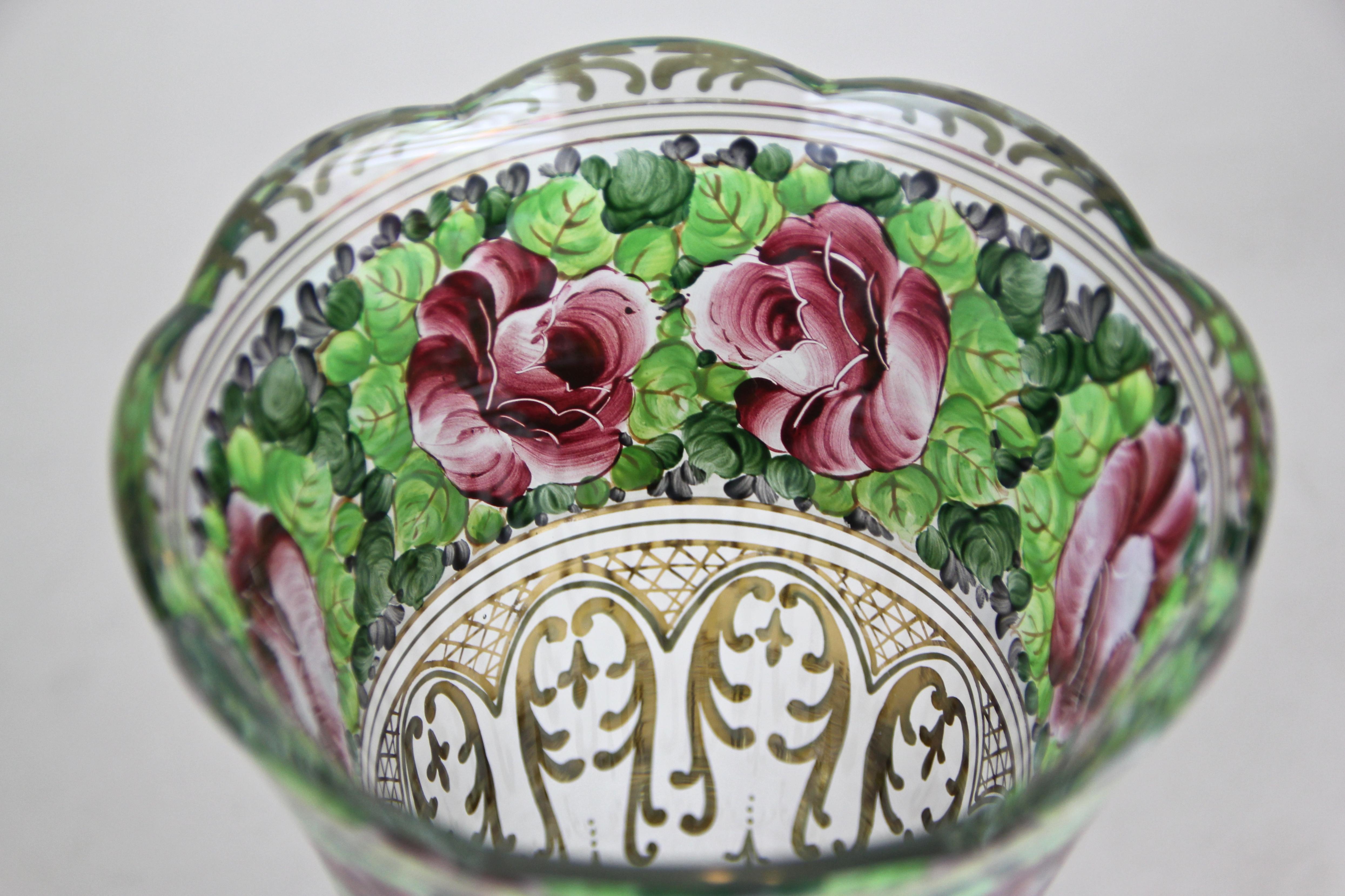 Hand Painted Glass Vase Art Nouveau, Austria, circa 1920 7