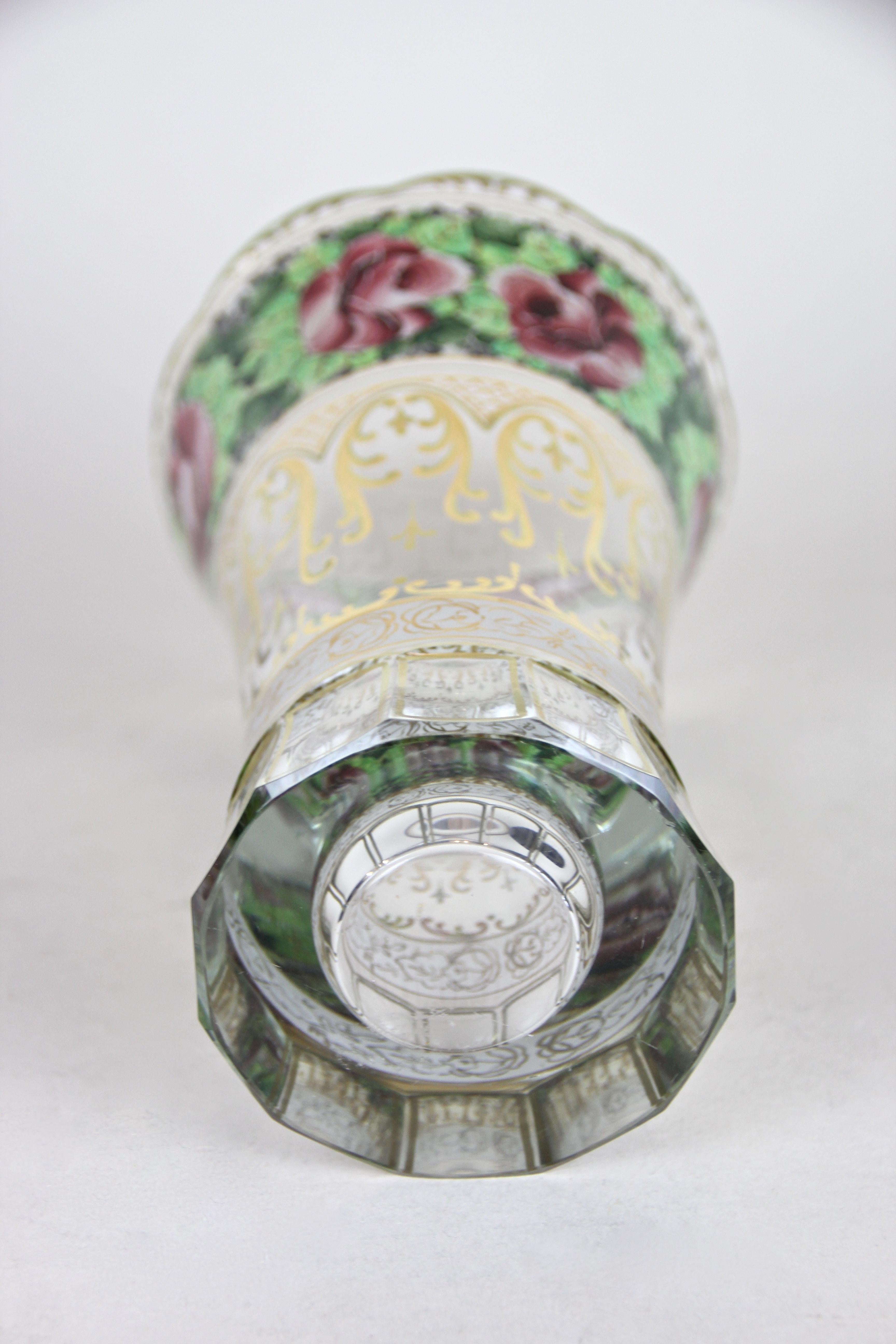 Hand Painted Glass Vase Art Nouveau, Austria, circa 1920 8