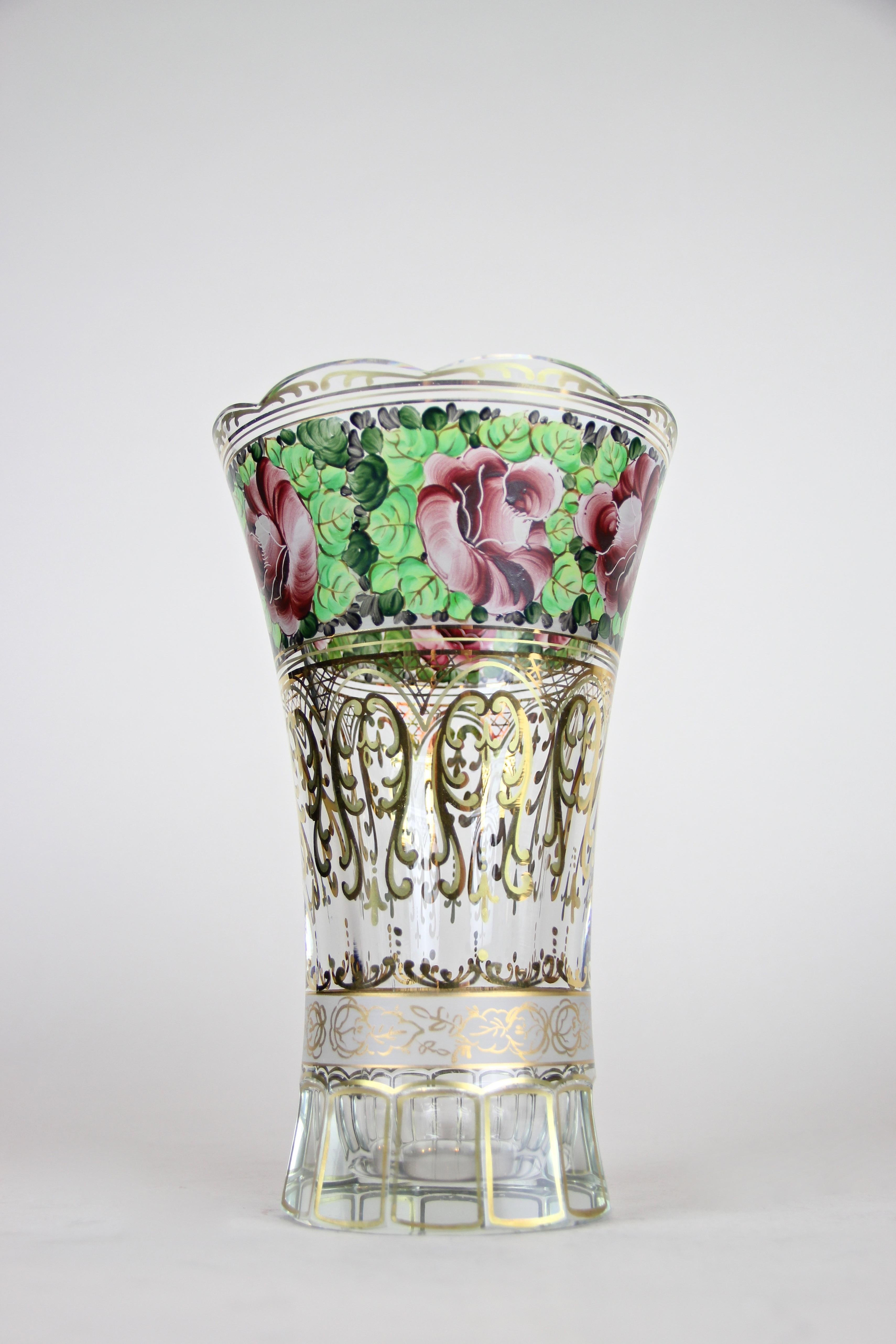 Hand-Painted Hand Painted Glass Vase Art Nouveau, Austria, circa 1920