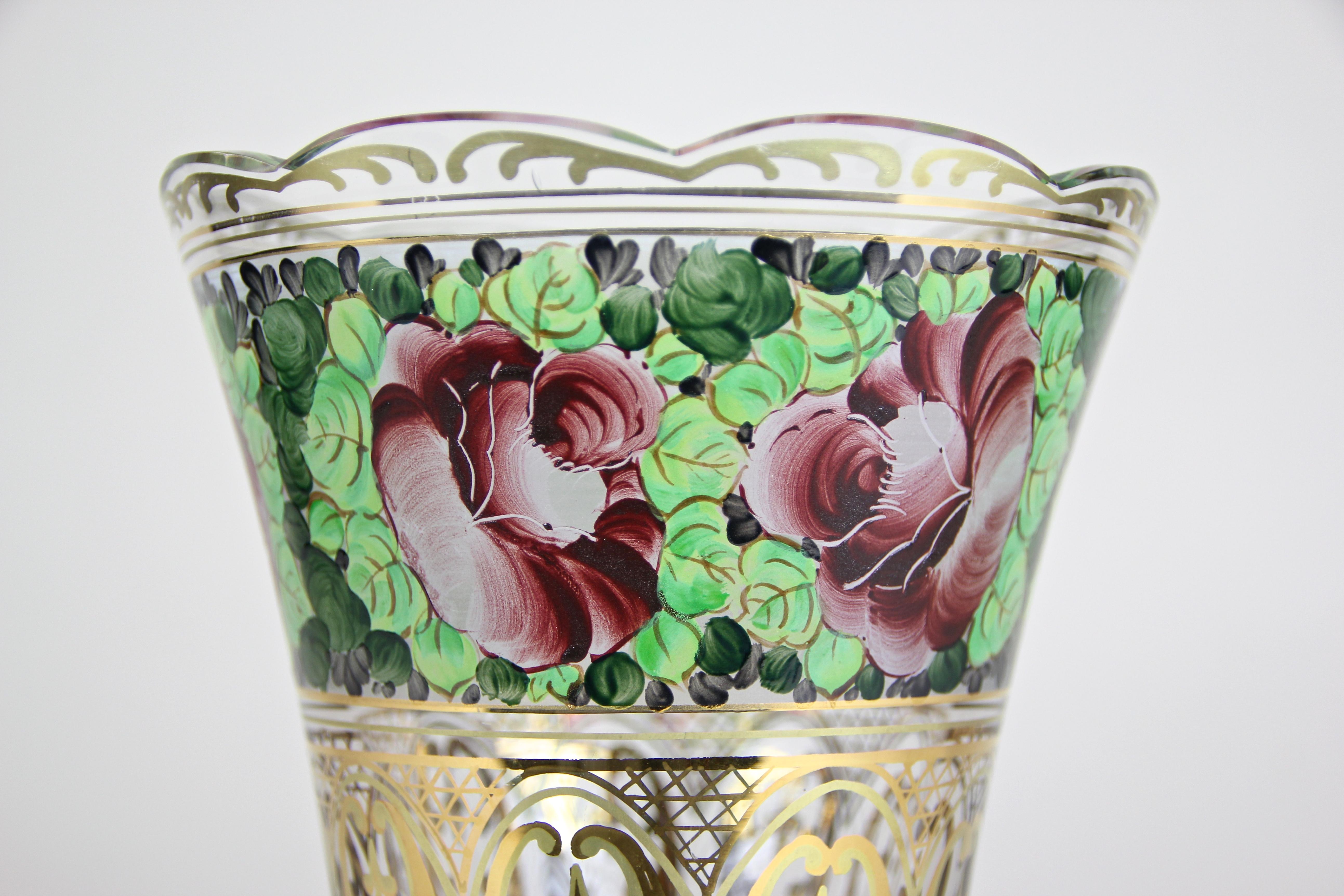 Hand Painted Glass Vase Art Nouveau, Austria, circa 1920 1