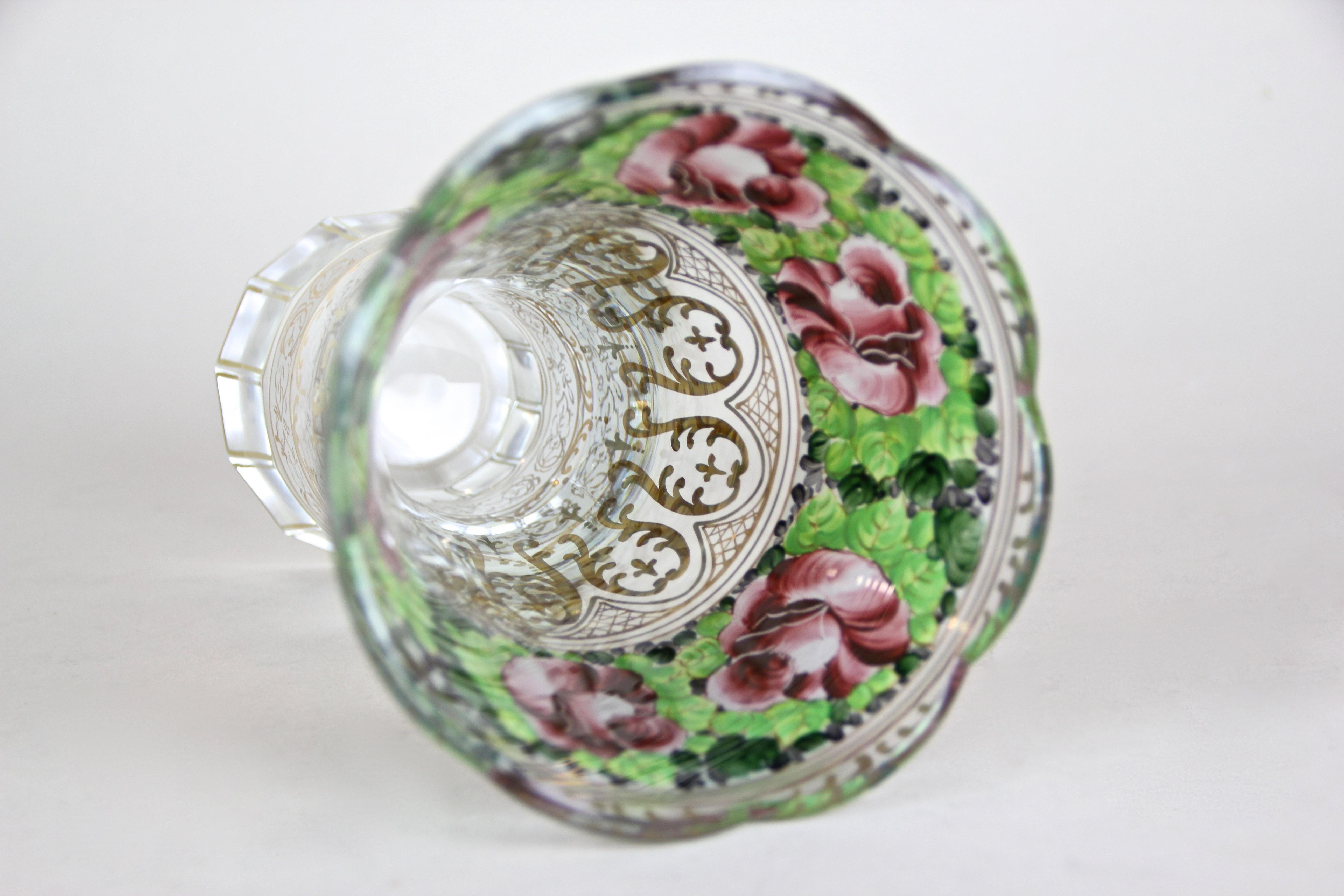 Hand Painted Glass Vase Art Nouveau, Austria, circa 1920 3