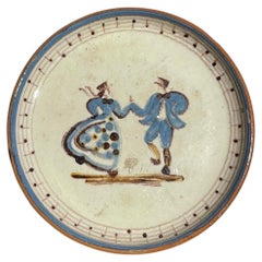 Knabstrup, handbemalter Keramik-Dekoteller, 1950er-Jahre