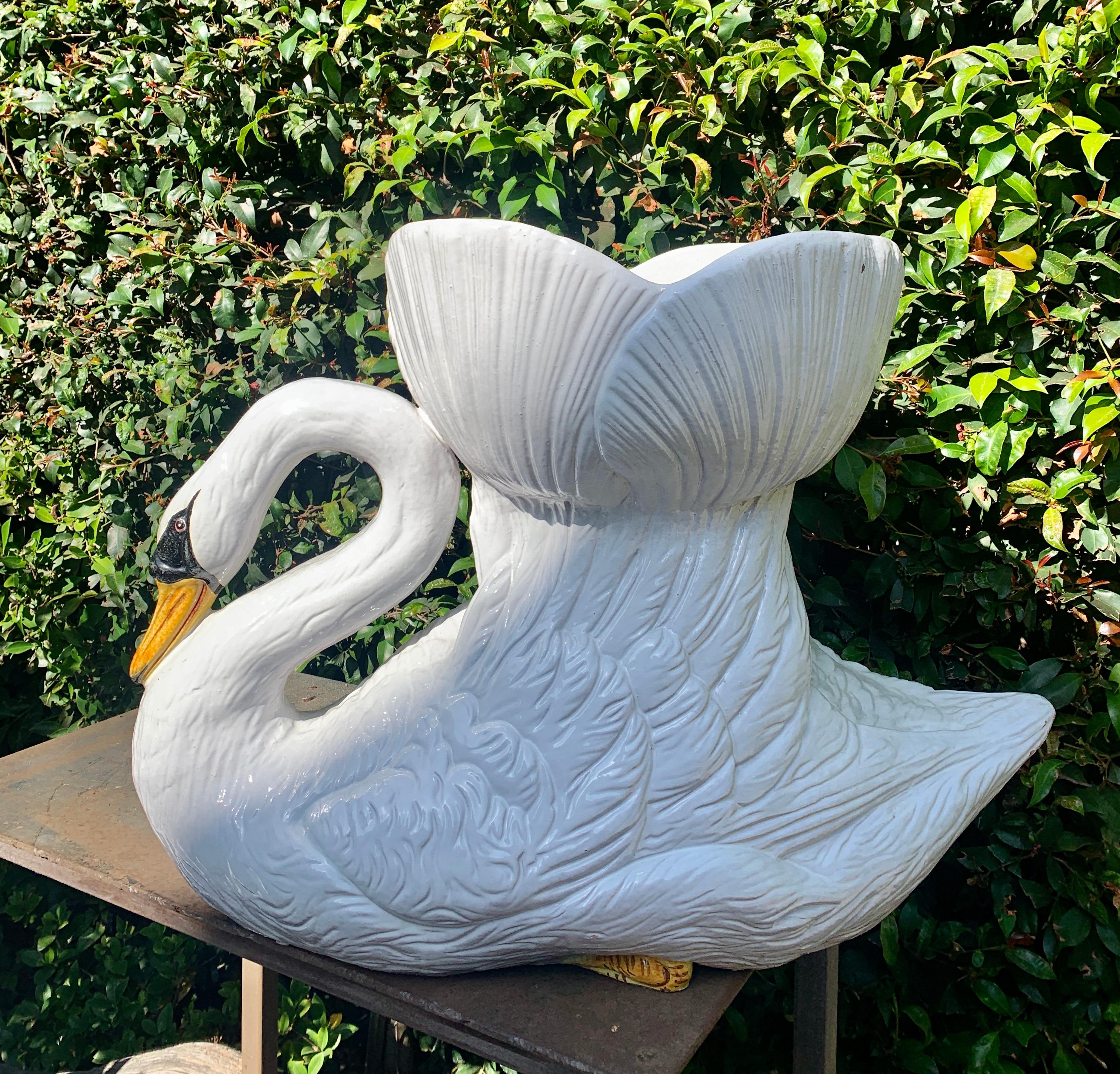 plastic swan planter