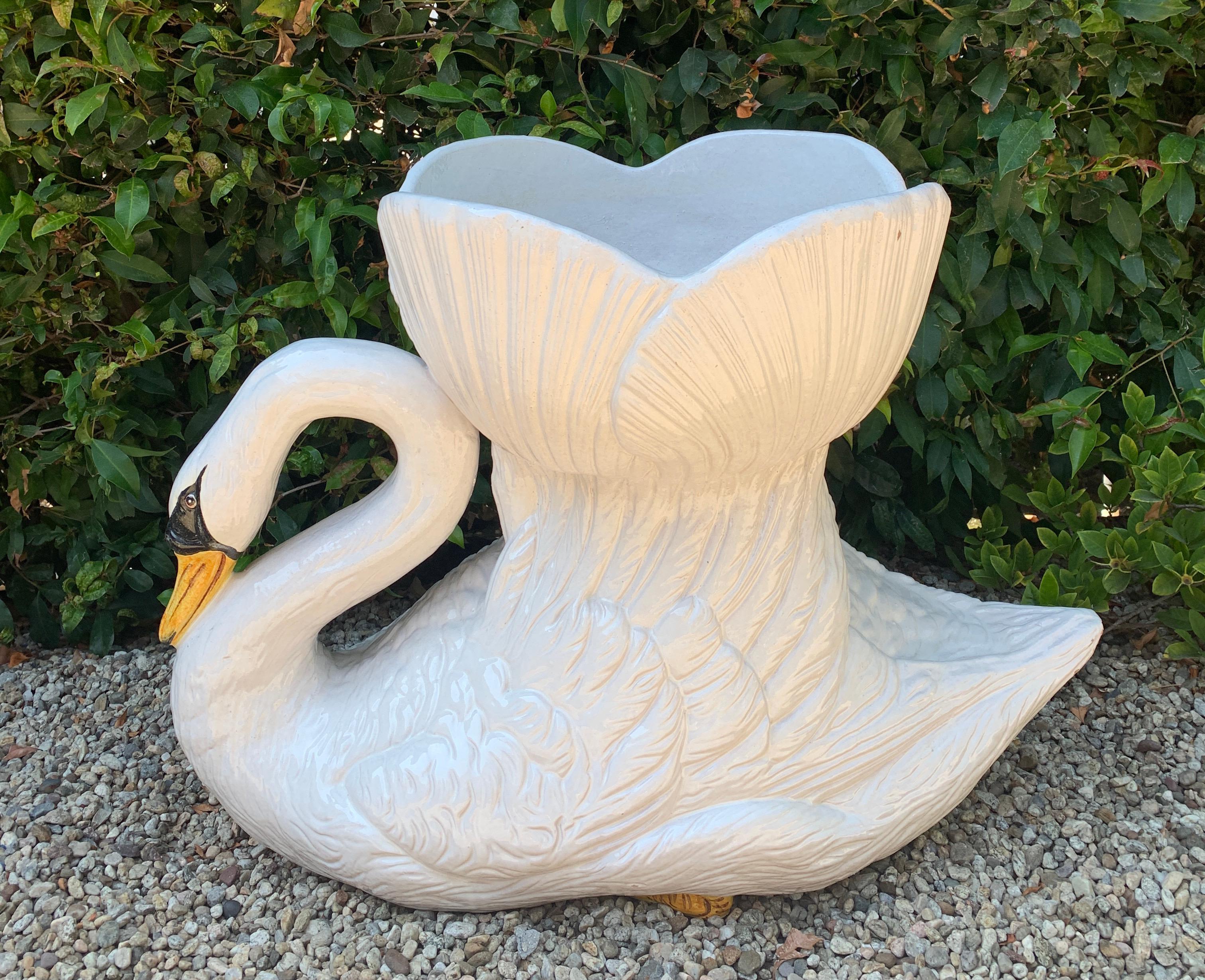 terracotta swan planter