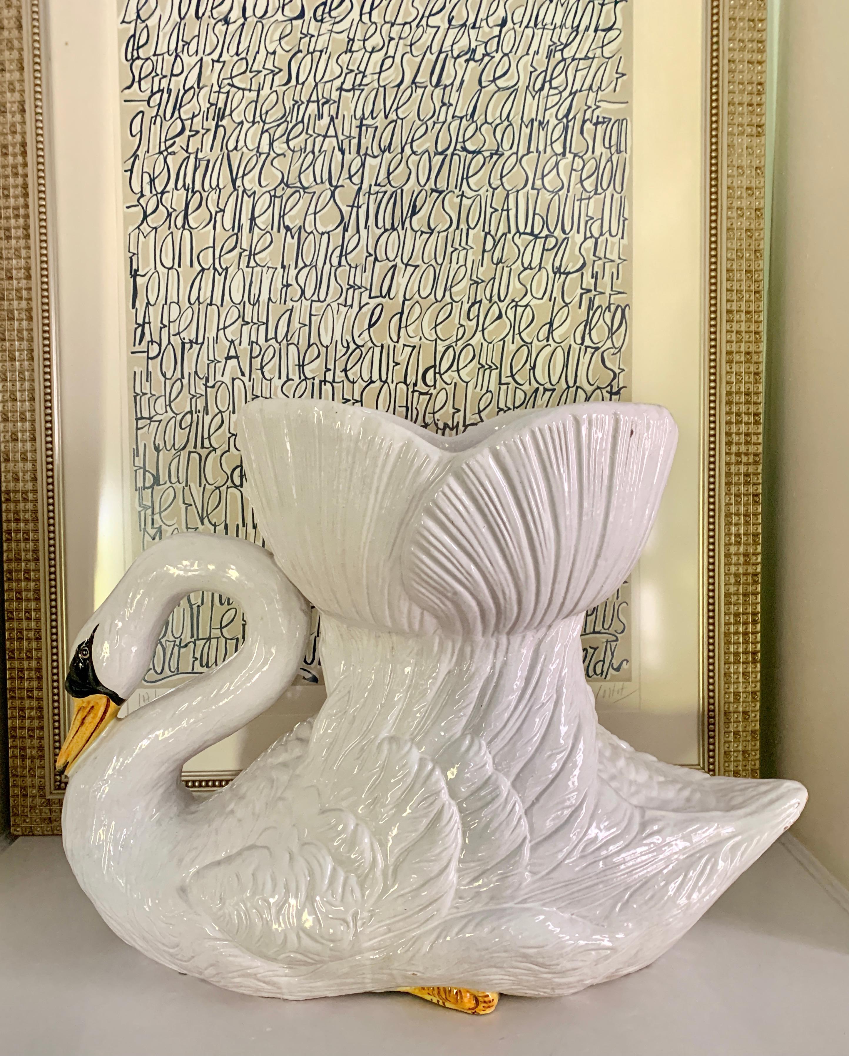 vintage plastic swan planter