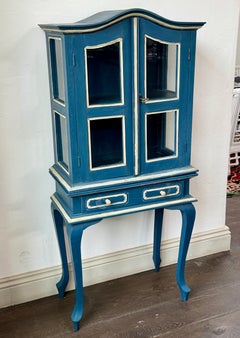 Hand Painted Glazed Wooden Dome Top Display Cabinet