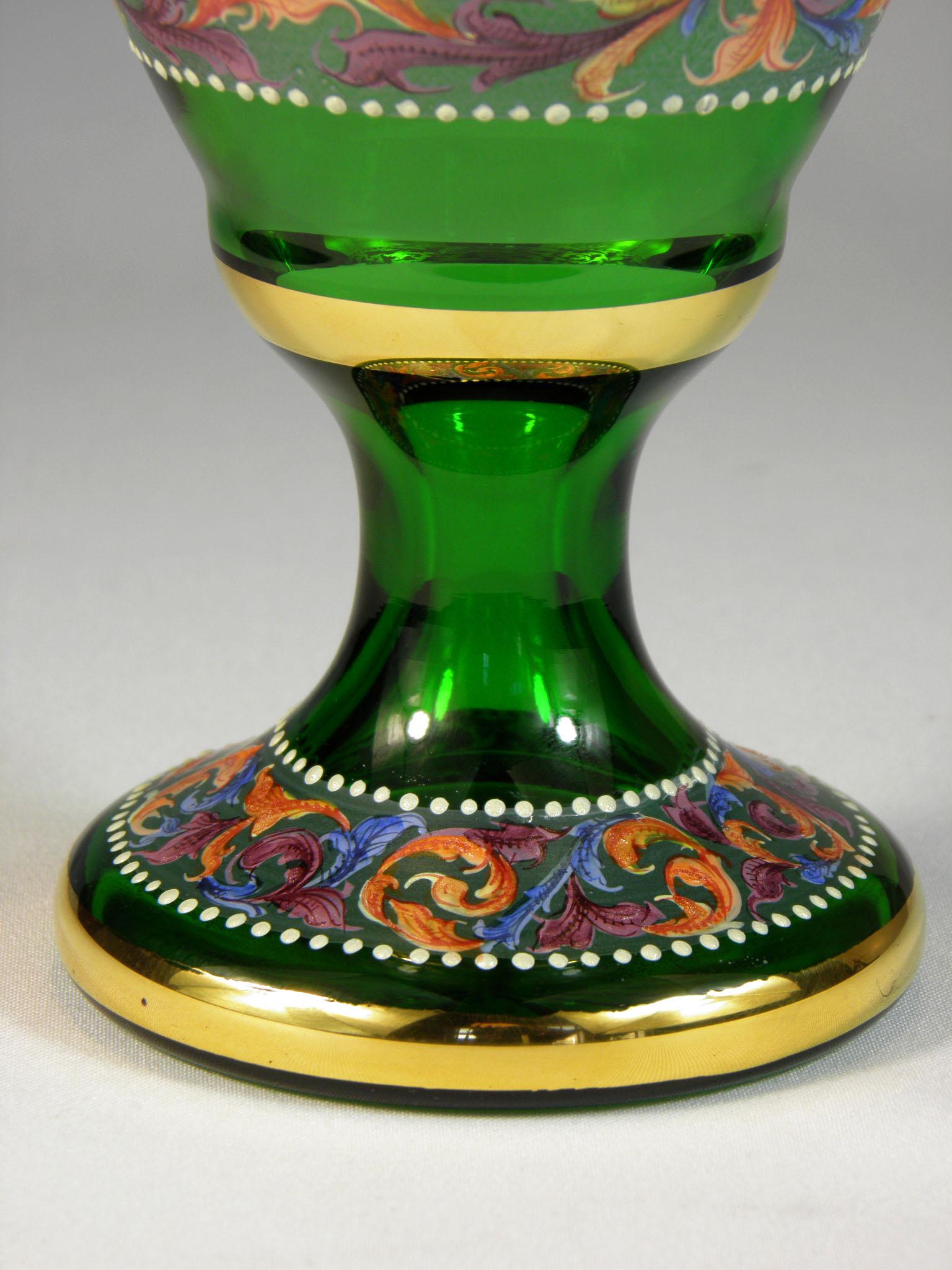 20th Century Hand Painted Goblet- Bohemian Glass 'video'