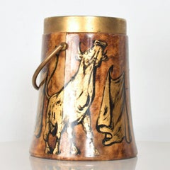 Hand Painted Italian Bull Gold Toro Ice Bucket by Aldo Tura, 1950s Italy