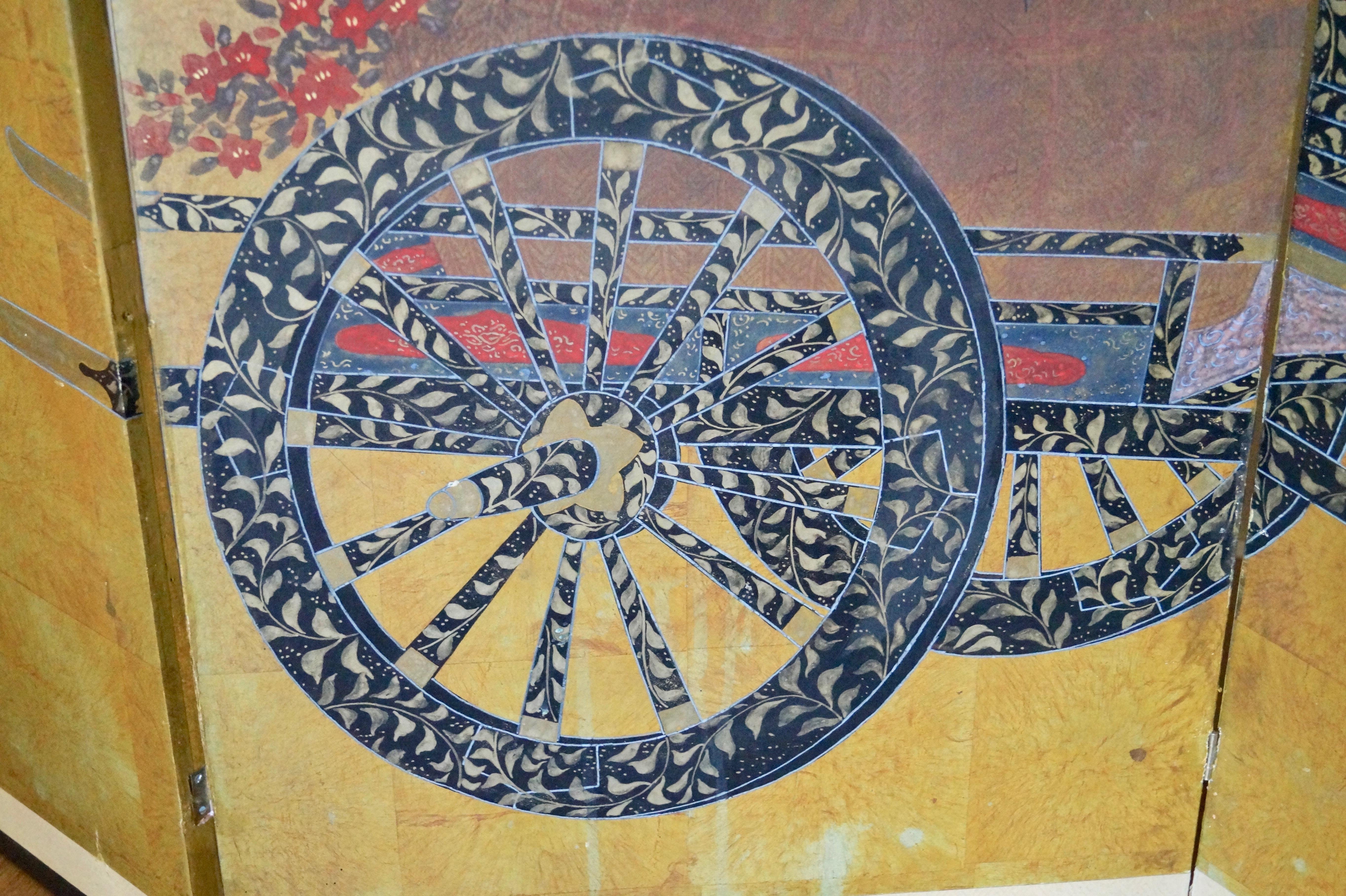 Paravent chinois doré peint à la main, 1900 4