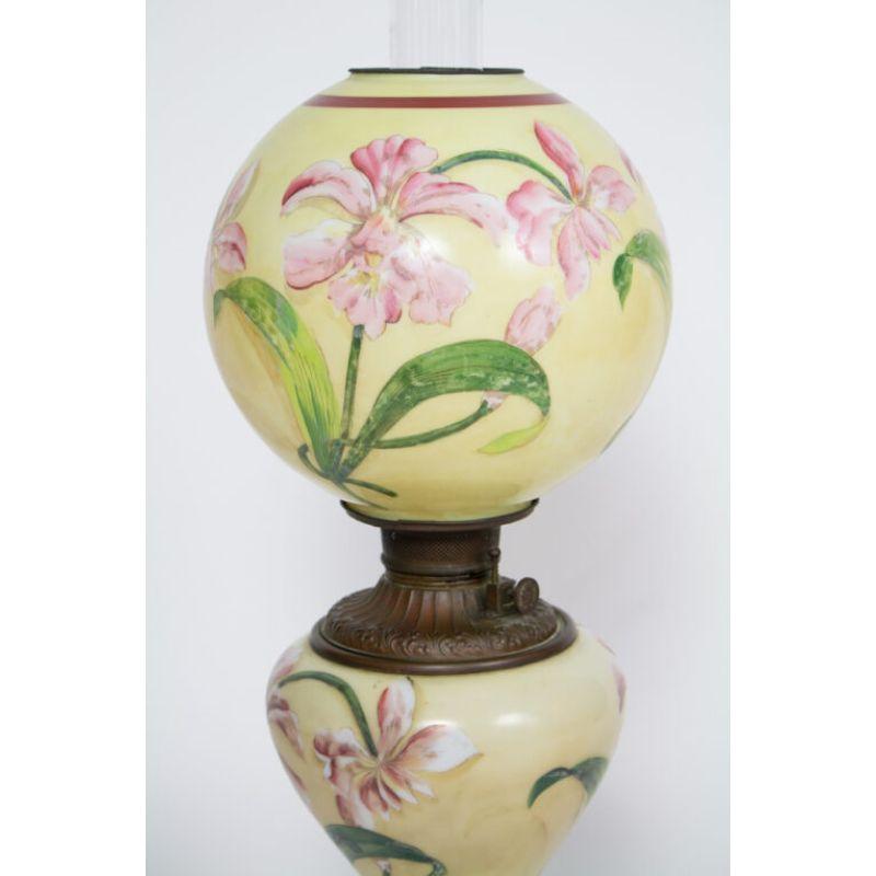 Victorian Hand Painted Gone with The Wind Lily Lamp For Sale