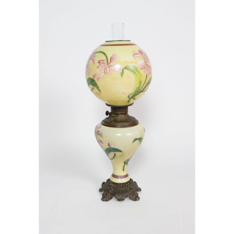 American Hand Painted Gone with The Wind Lily Lamp For Sale