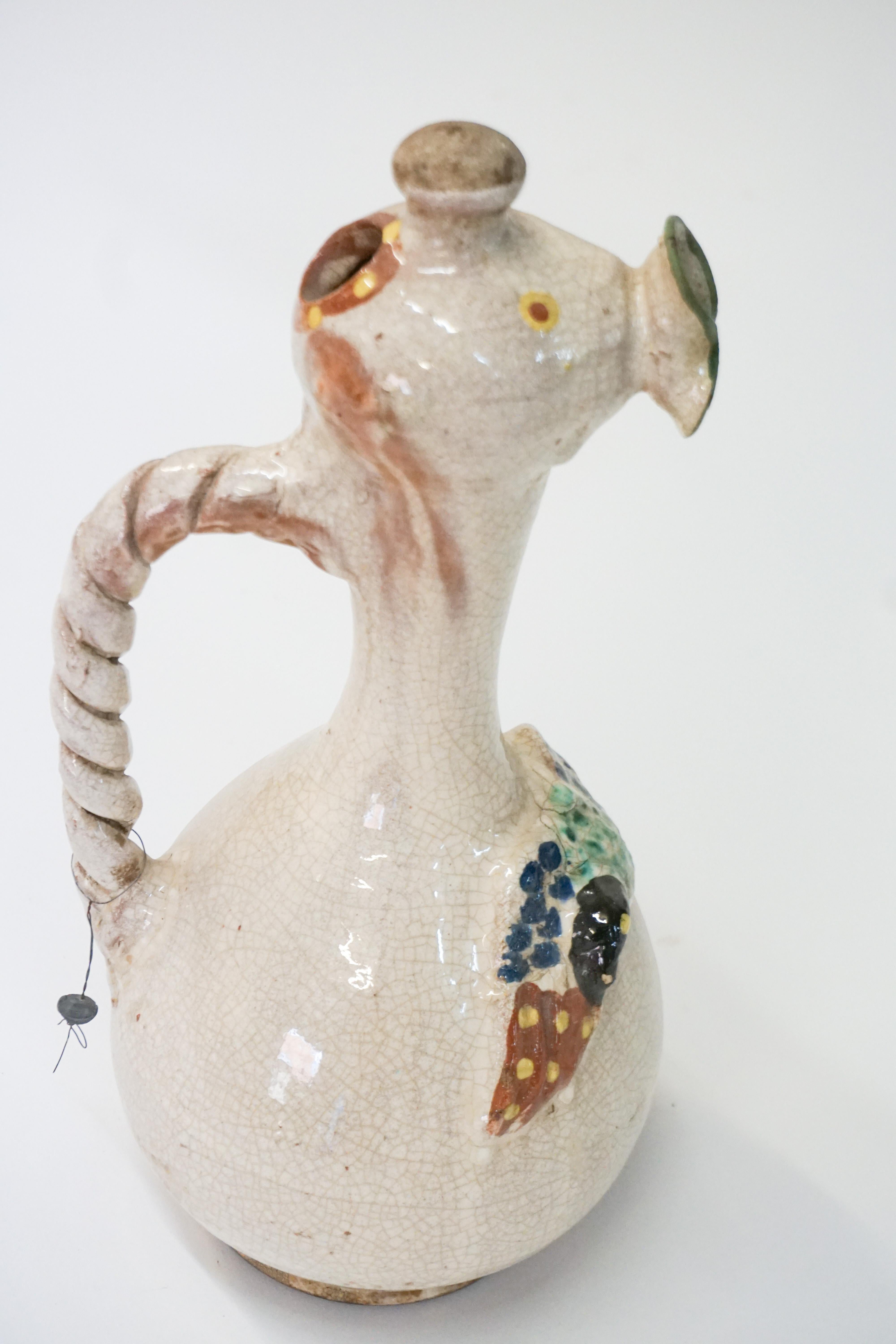Decantador de vino griego pintado a mano, hacia 1920 Griego en venta
