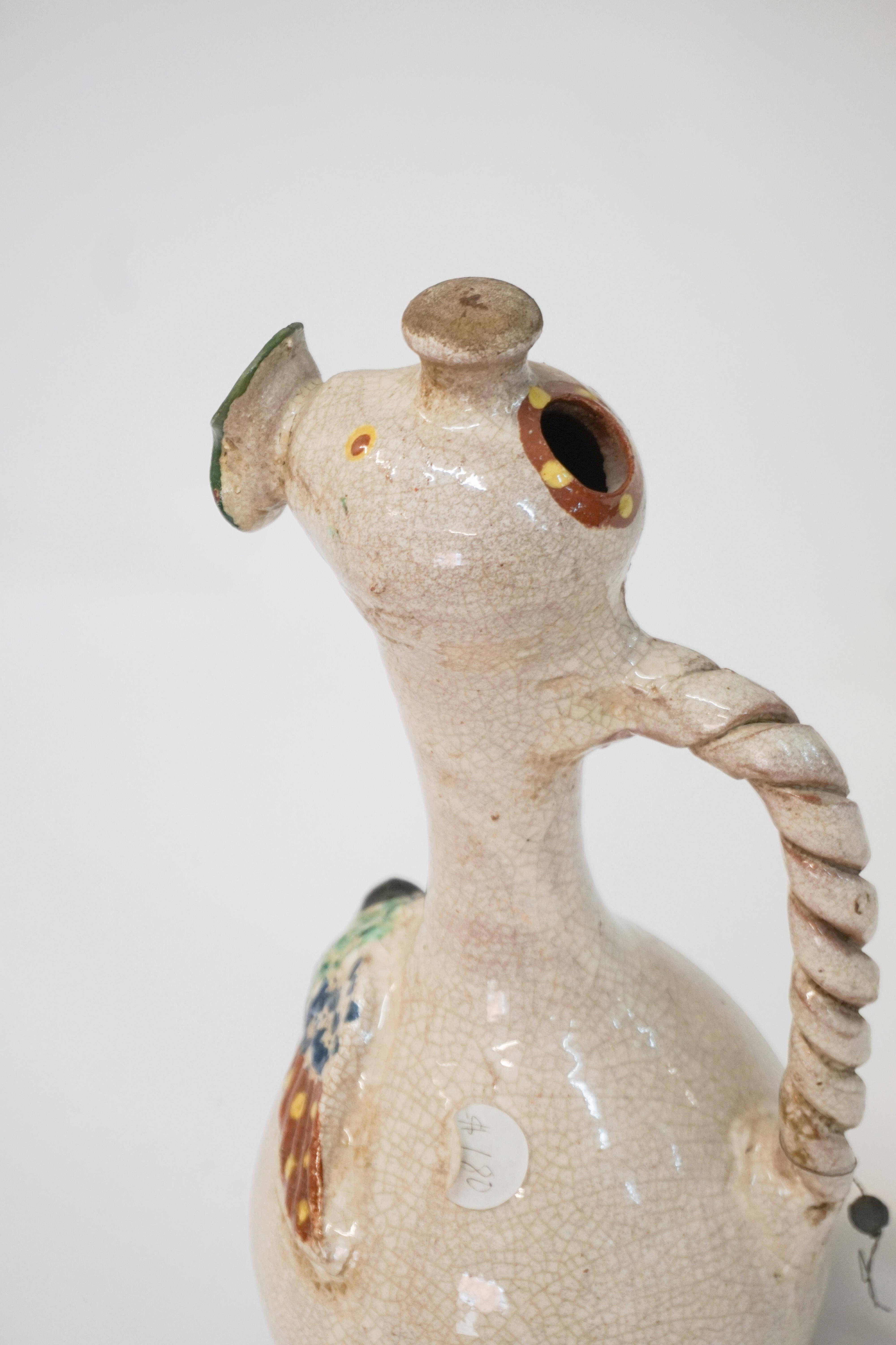 Hand-Painted Hand Painted Greek Wine Decanter, circa 1920s For Sale