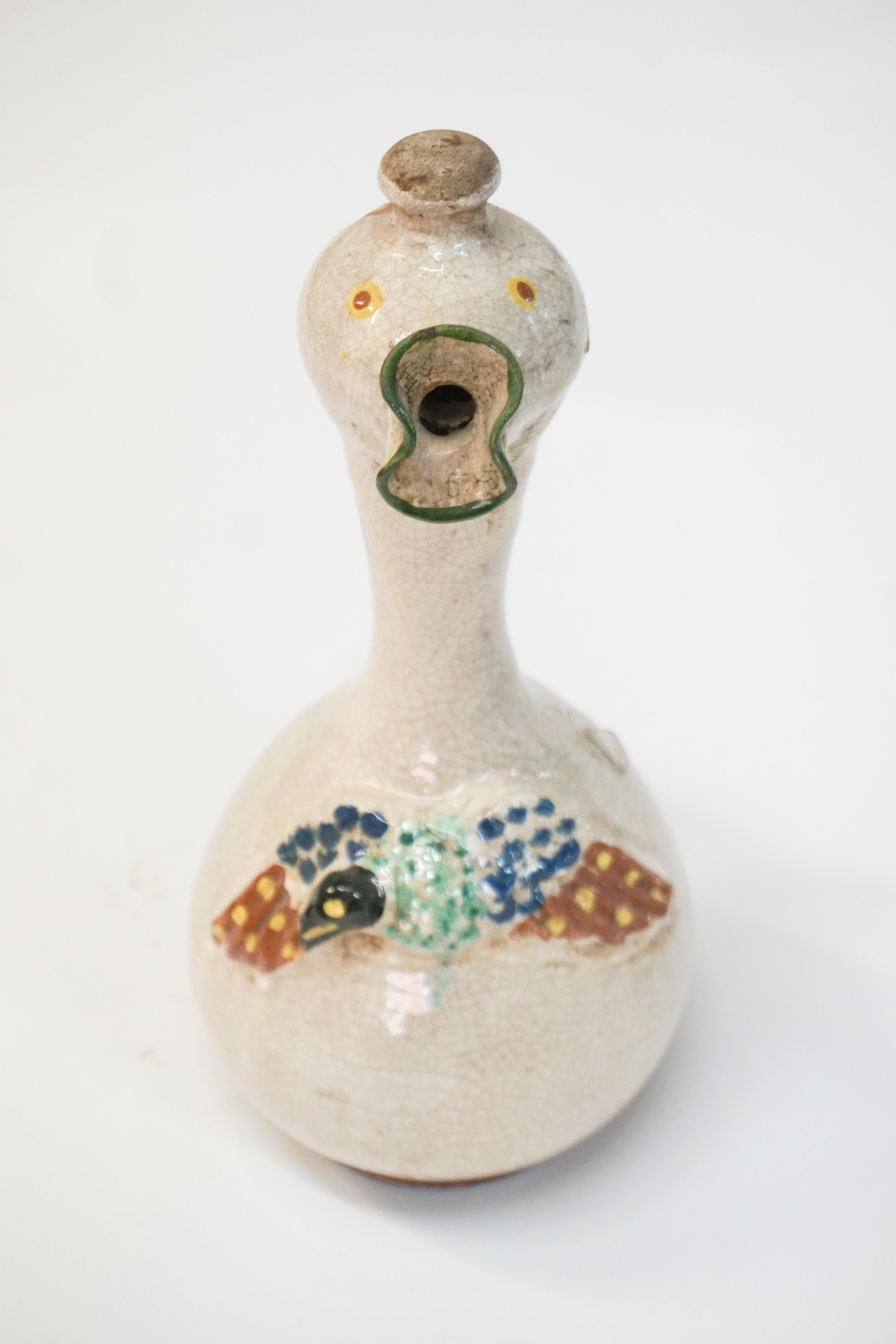 Ceramic Hand Painted Greek Wine Decanter, circa 1920s For Sale