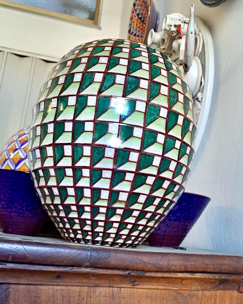Dipinto a mano  Vaso in ceramica verde di Bottega Vignoli Italia Maiolica Contemporanea In condizioni Nuovo in vendita a London, GB