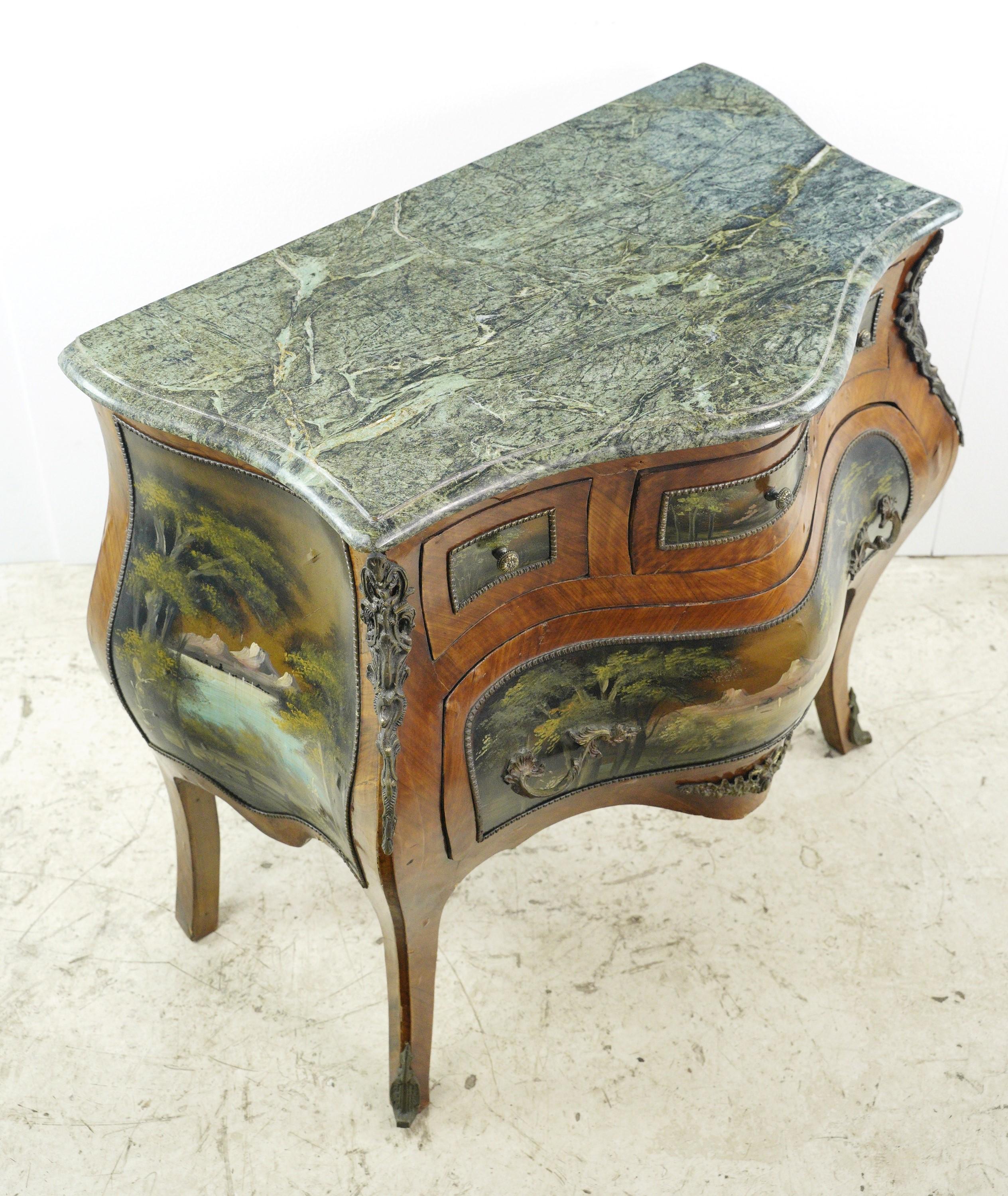 Hand Painted Green Marble Top Bombay Console Table 9