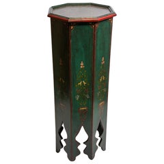 Hand Painted Green Moroccan Moorish Pedestal Table