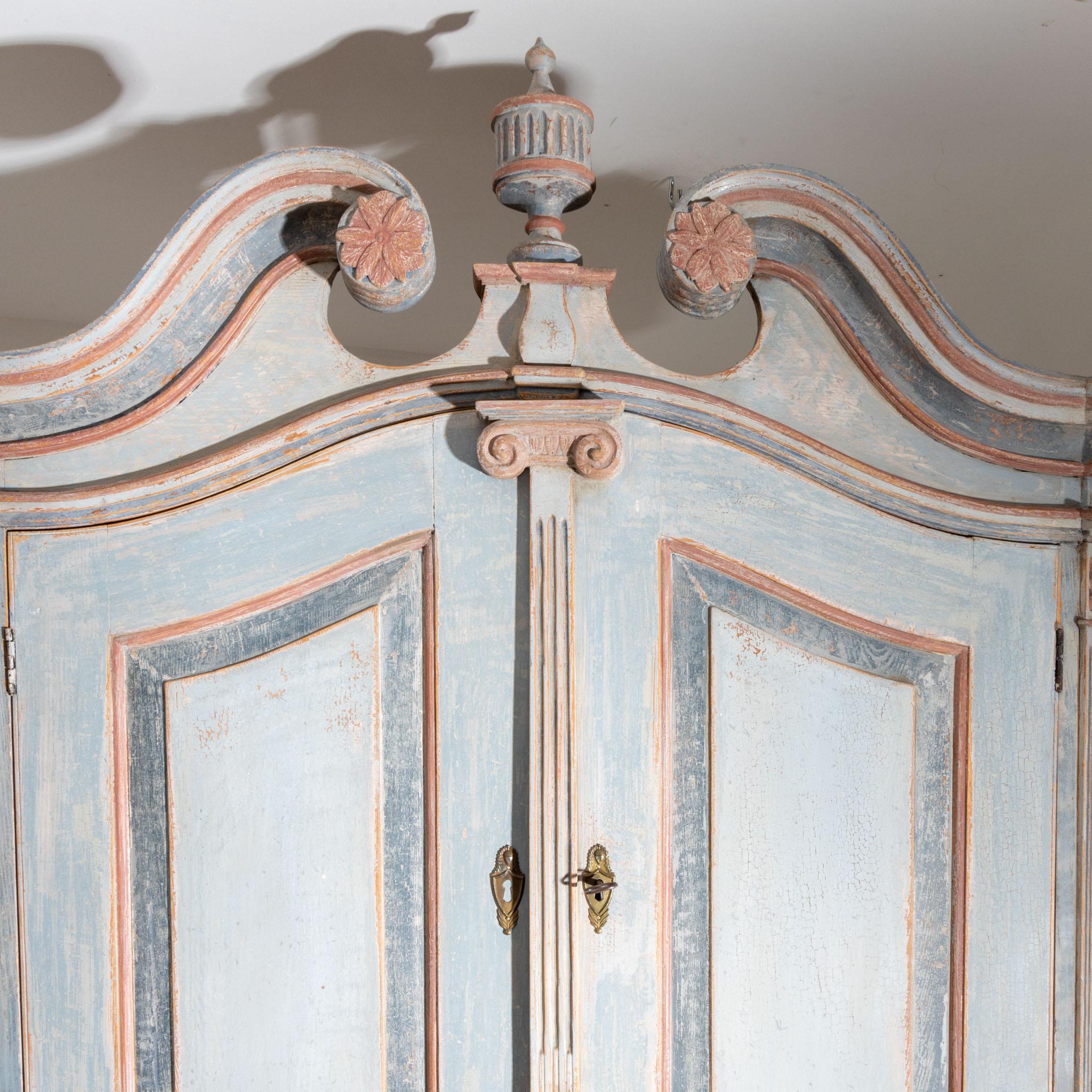 Hand Painted Gustavian-Style Secretaire in Blue and Red, 18th Century 5
