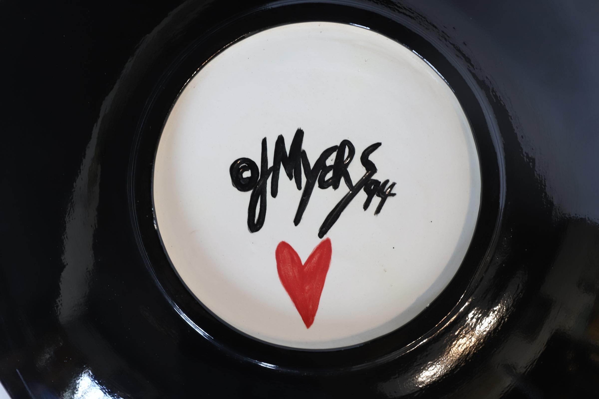 Hand Painted Heart Charger Plate Bowl For Sale 1