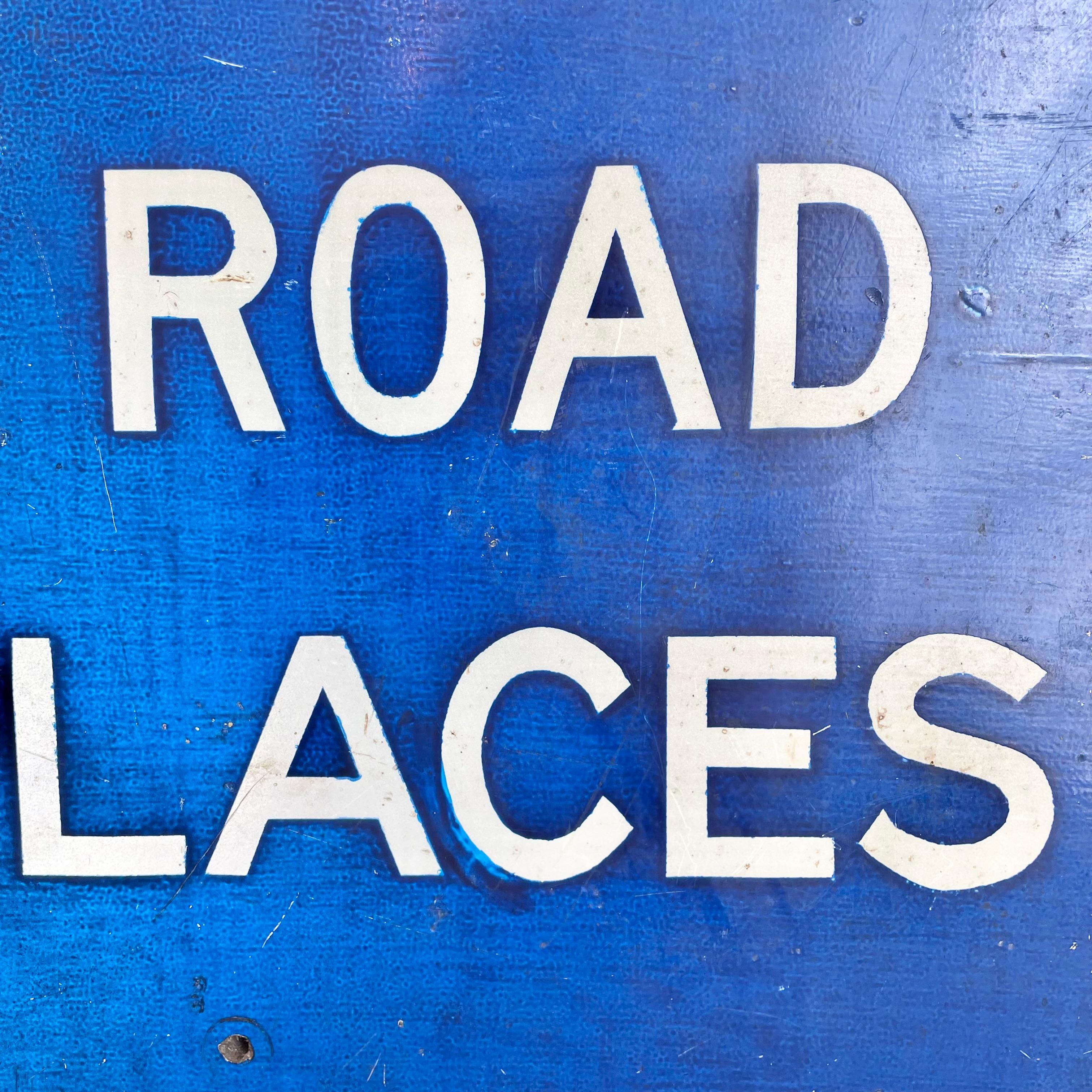 Hand-Painted Hand Painted 'ICE ON ROAD IN PLACES' Wooden Sign For Sale