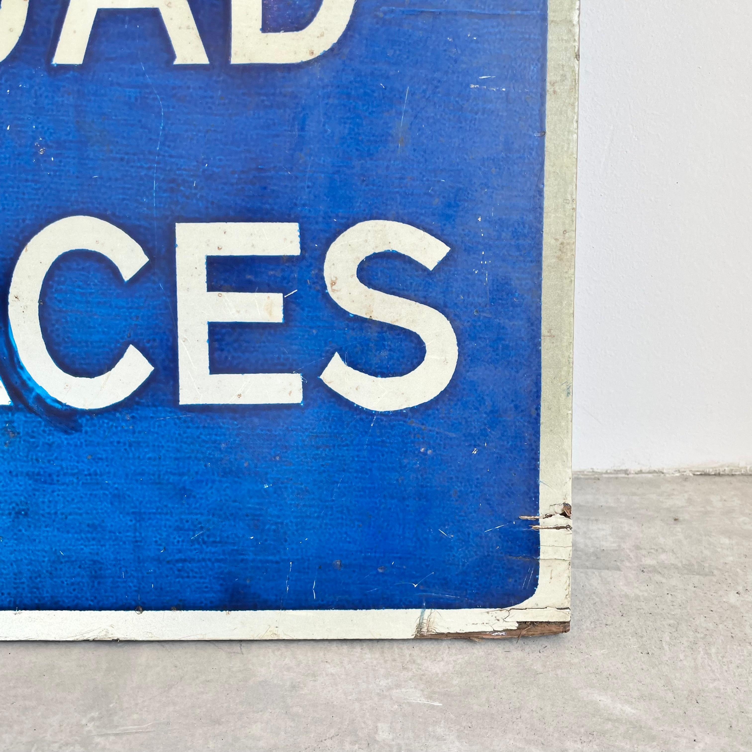 Late 20th Century Hand Painted 'ICE ON ROAD IN PLACES' Wooden Sign For Sale