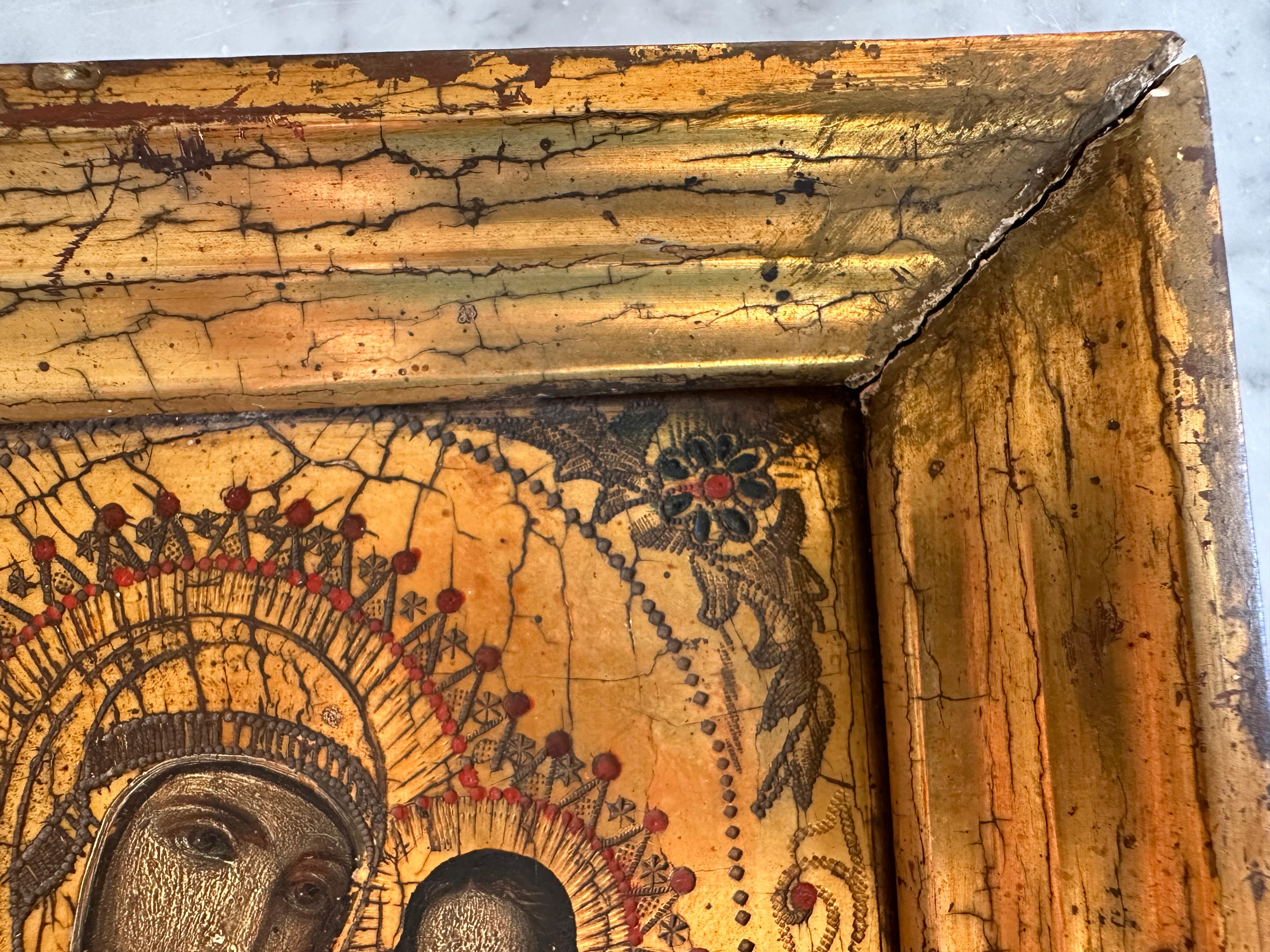 Hand-Painted Icon of the Madonna, Mid-19th Century For Sale 1