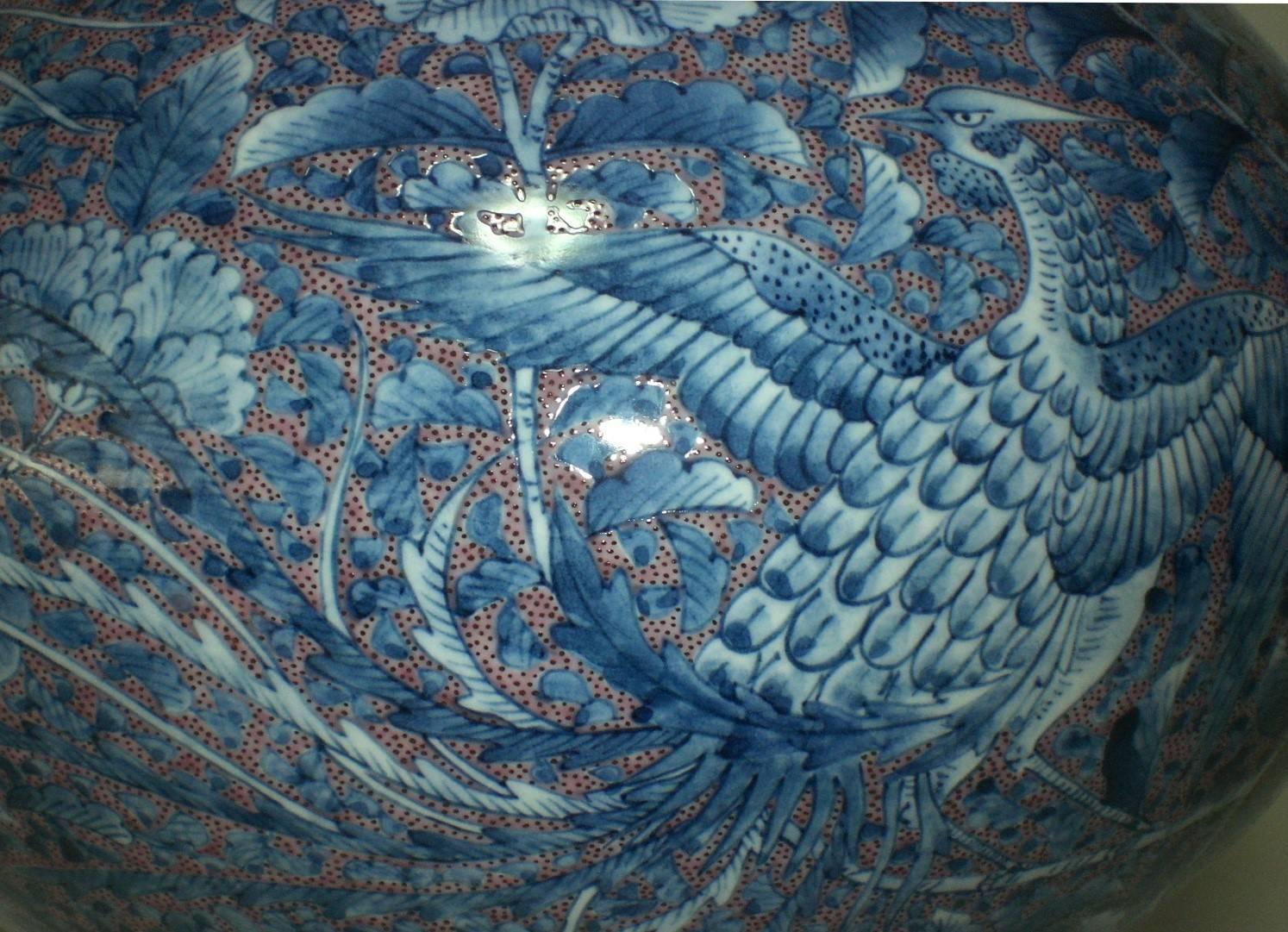 Large Japanese Imari Blue Contemporary Porcelain Vase by Master Artist 3
