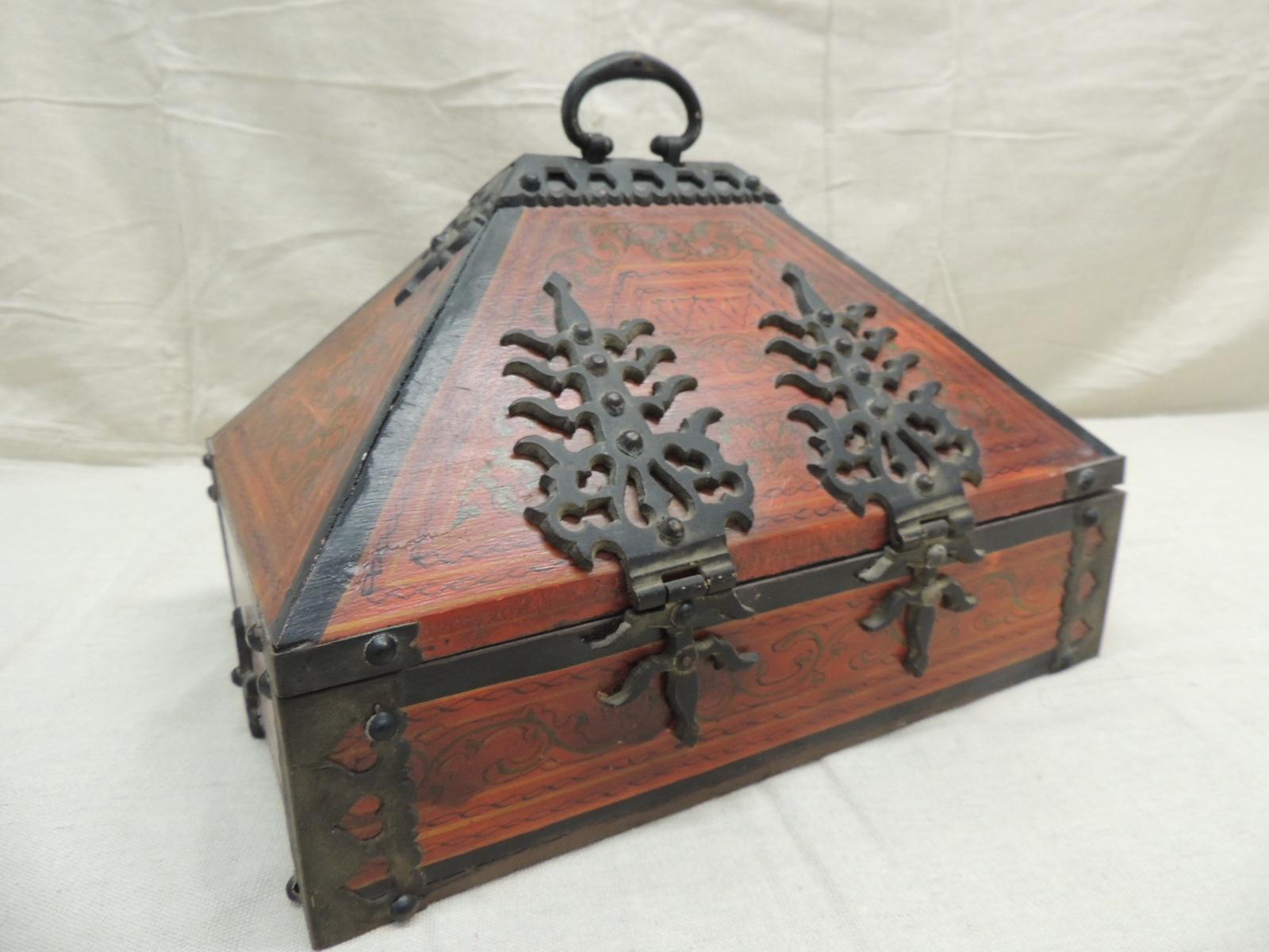 Bohemian  Indian Decorative Box with Hand Forged Iron Details