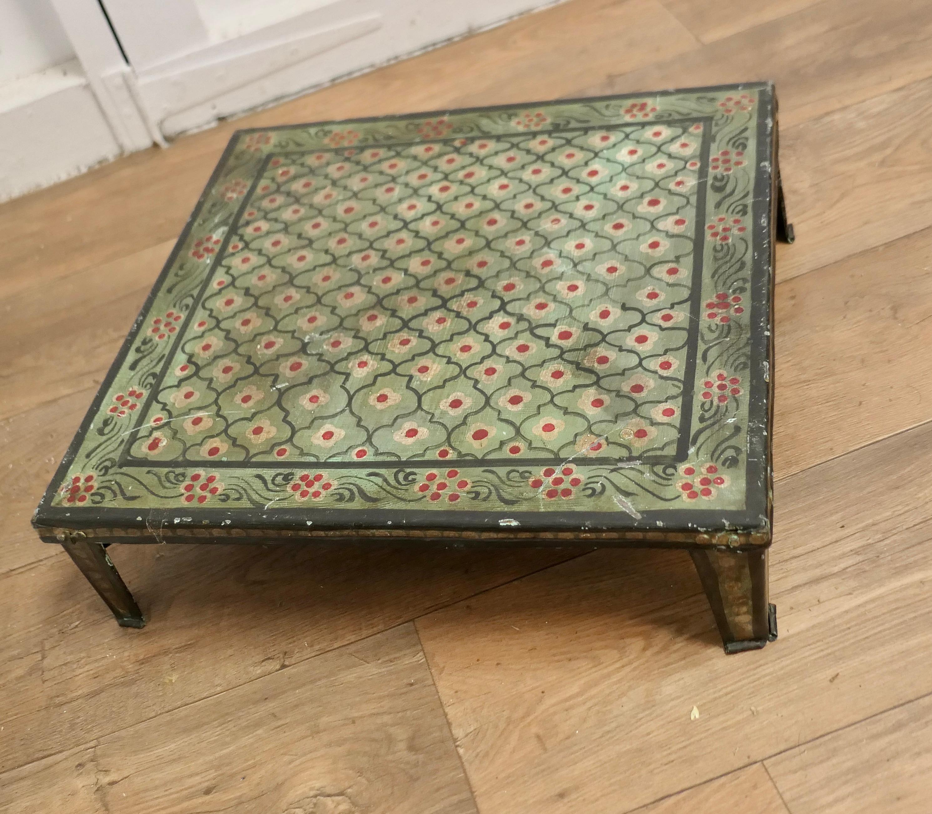 Hand Painted Indian Folk Art Stand or Low Table  A Lovely Decorative piece  In Good Condition For Sale In Chillerton, Isle of Wight