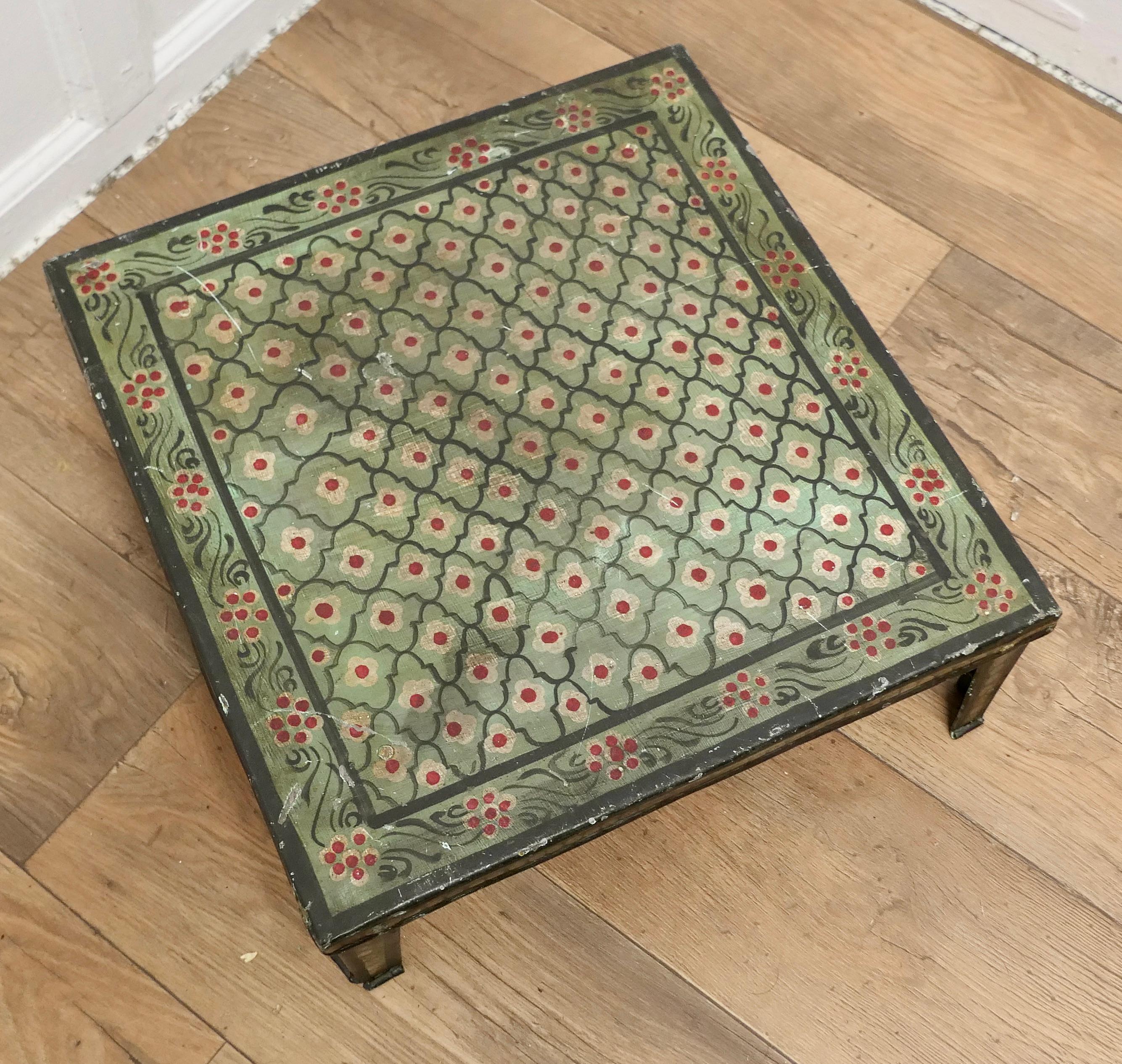 19th Century Hand Painted Indian Folk Art Stand or Low Table  A Lovely Decorative piece  For Sale
