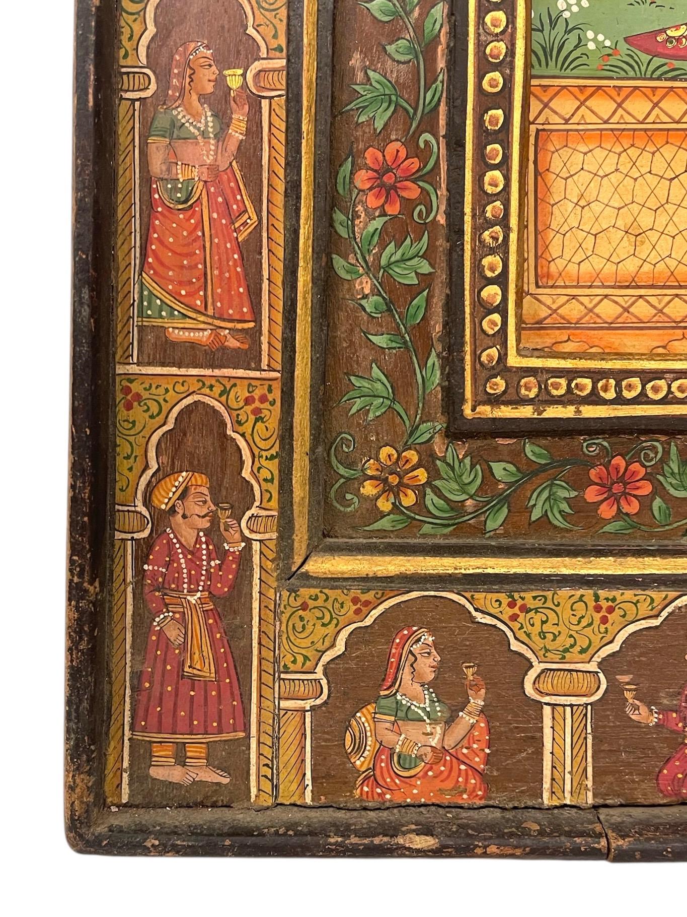 Panneau peint à la main, style moghol, sur Wood en vente 4