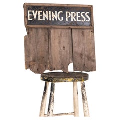 Retro Hand Painted Industrial 'Evening Press' Wall Sign Plaque, C.1940
