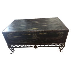 Hand Painted Industrial Trunk Top Coffee Table, Circa 1980s