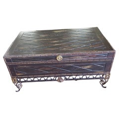 Vintage Hand Painted Industrial Trunk Top Coffee Table, Circa 1980s