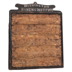 Vintage Hand Painted Industrial Withington Womens Institute Notice Board Sign, C.1940