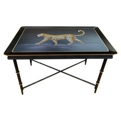 Table basse peinte à la main - Léopard