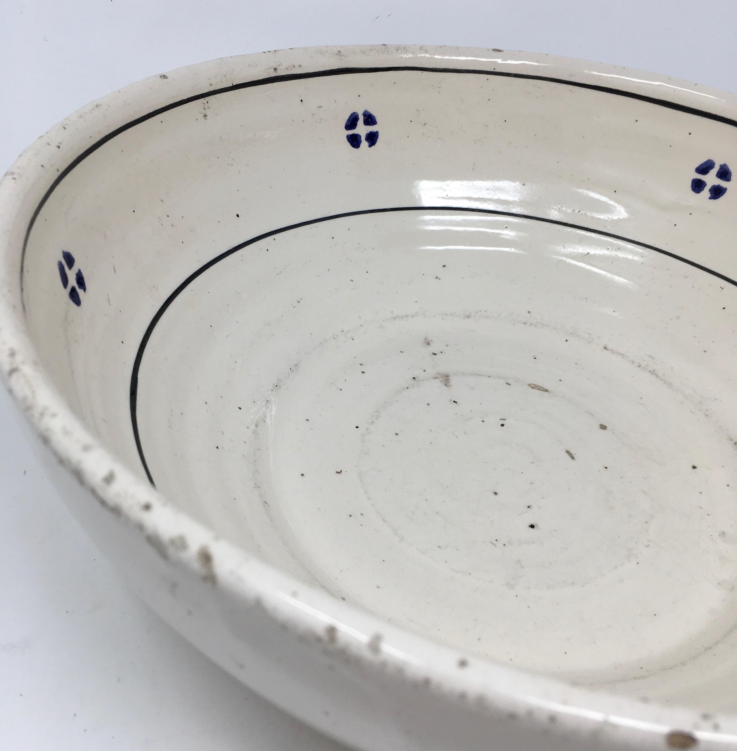 Hand Painted Italian Antique Terracotta Bowl In Good Condition In Houston, TX