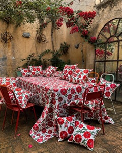 Cuscini in tessuto artigianale italiano dipinti a mano, edizione “Dining Alfresco”