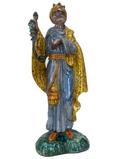 Hand-Painted Italian Ceramic King Figurine, Traditional Decorative Collectible A