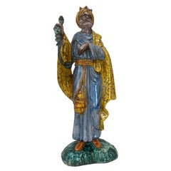 Hand-Painted Italian Ceramic King Figurine, Traditional Decorative Collectible A