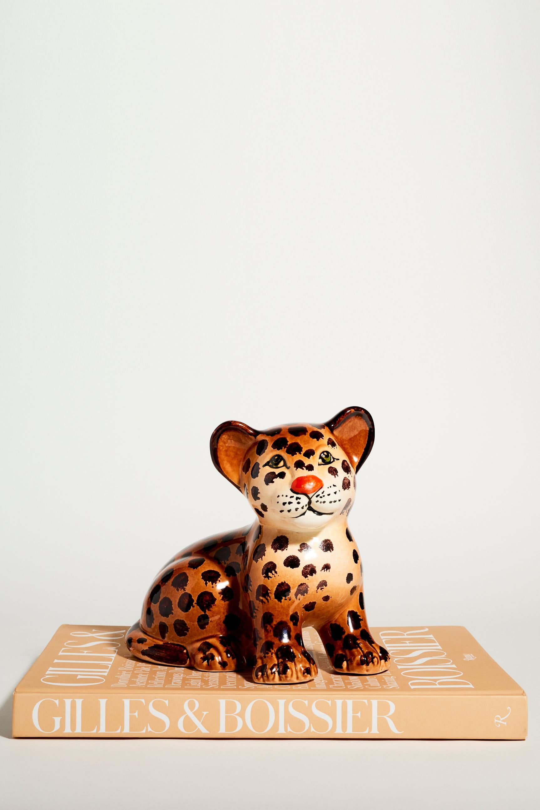 Hand Painted Italian Ceramic Leopard Cub 1