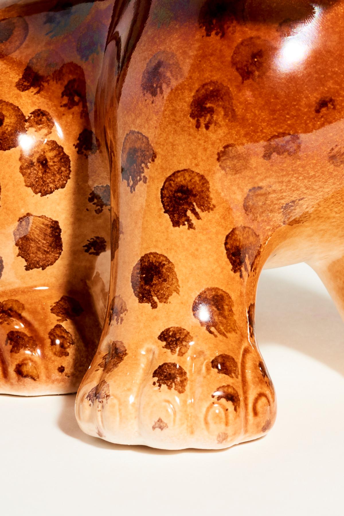 Hand Painted Italian Ceramic Leopard Cub For Sale 2
