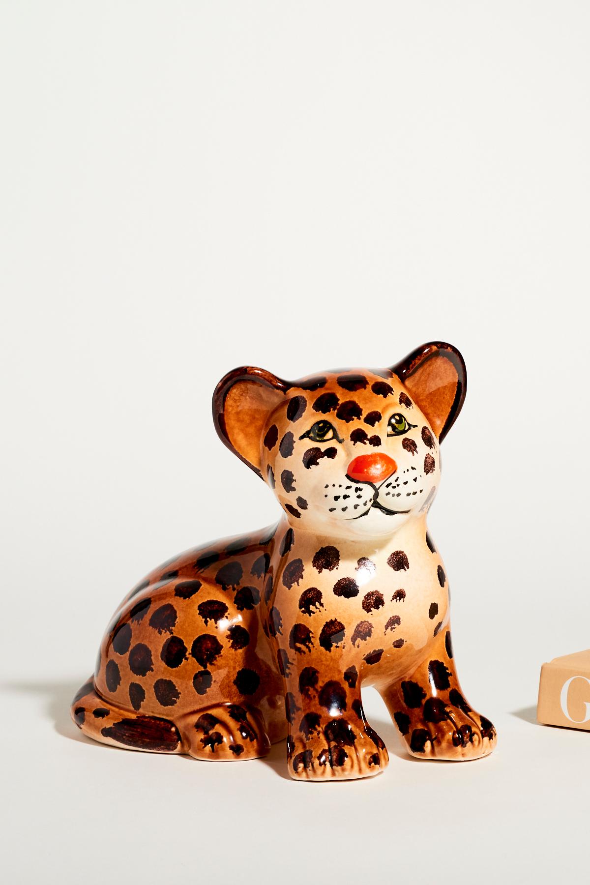 Hand Painted Italian Ceramic Leopard Cub 2