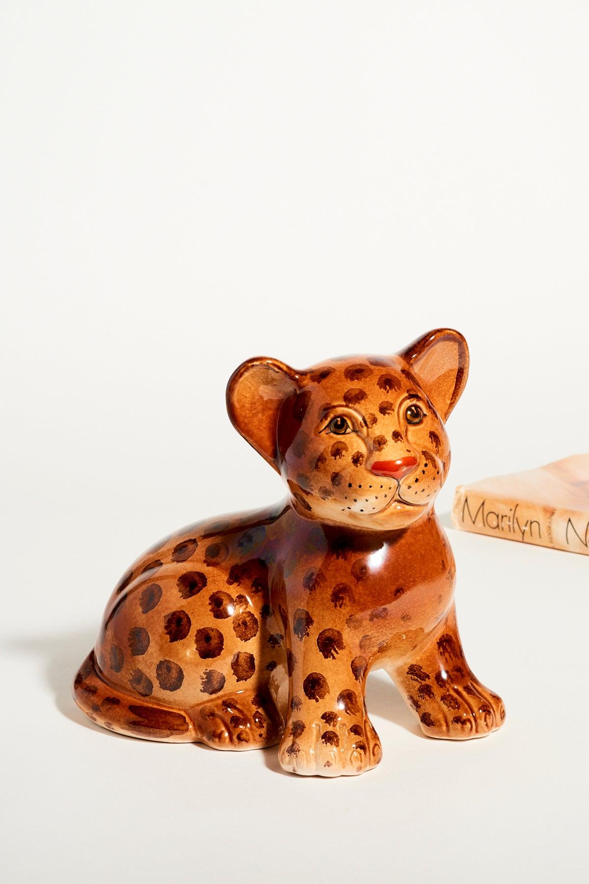Hand Painted Italian Ceramic Leopard Cub 2