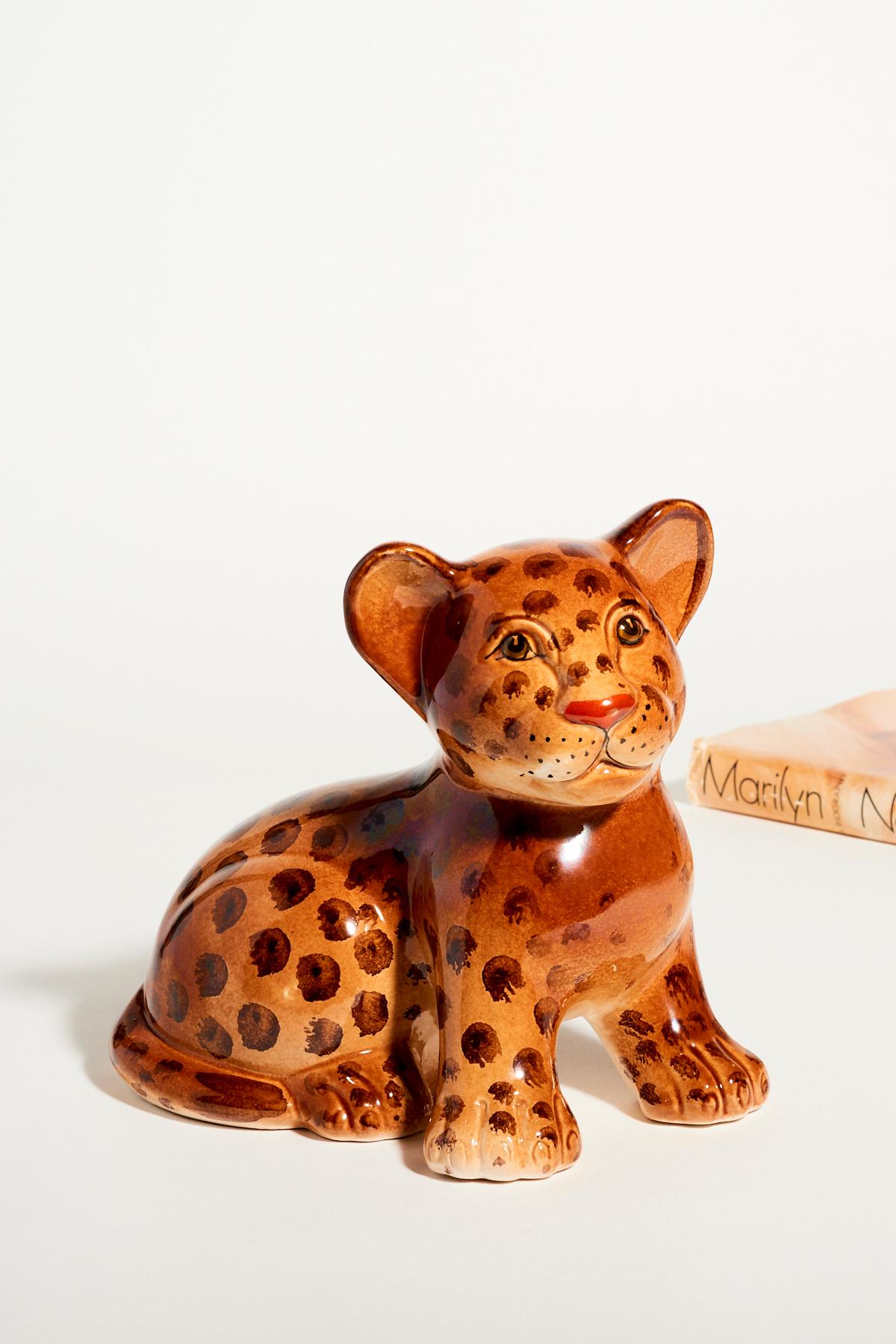 Hand Painted Italian Ceramic Leopard Cub For Sale 3