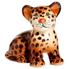 Cube en céramique italienne peinte à la main en forme de léopard