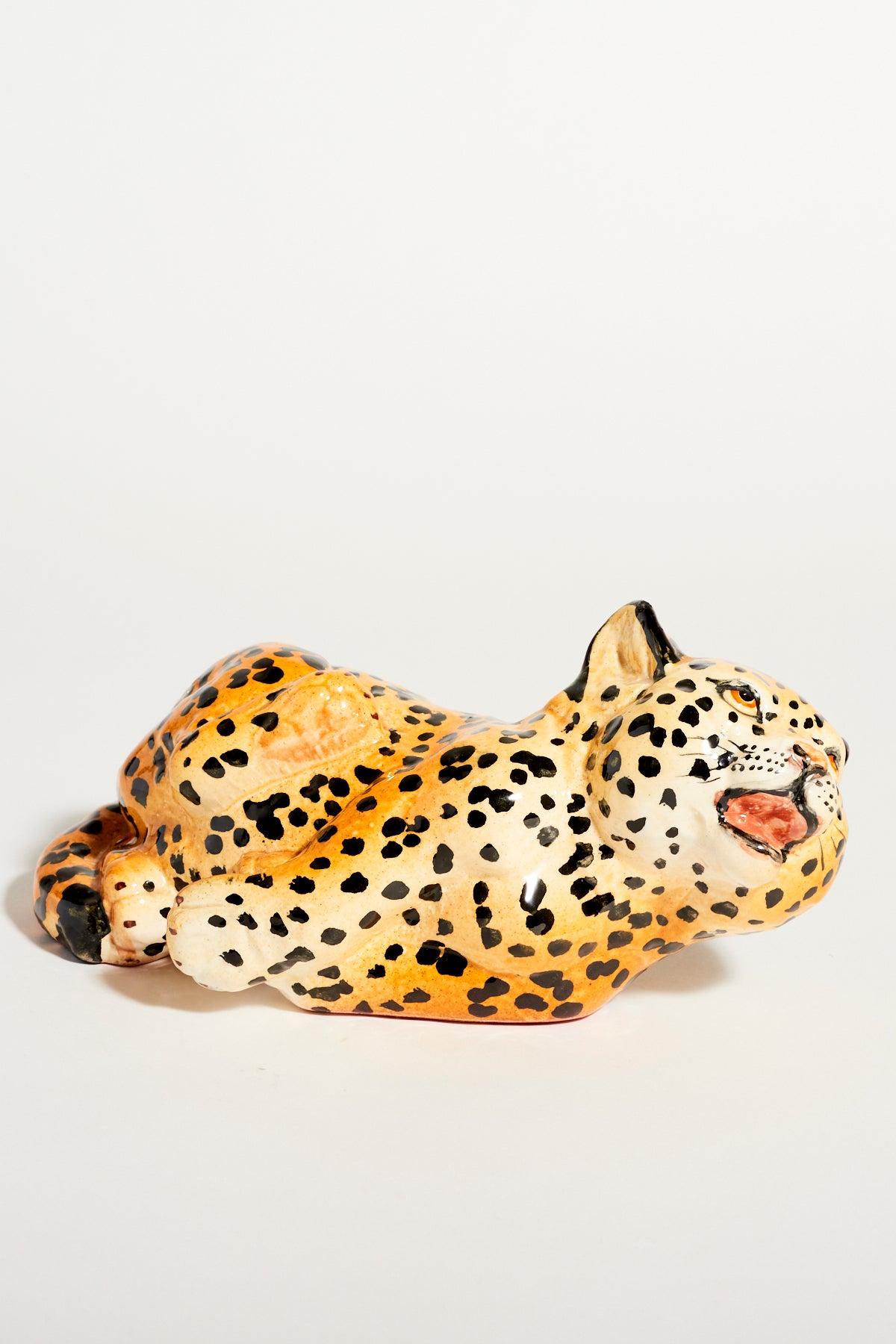 Hand Painted Italian Ceramic Leopard Cub Set of Two 1