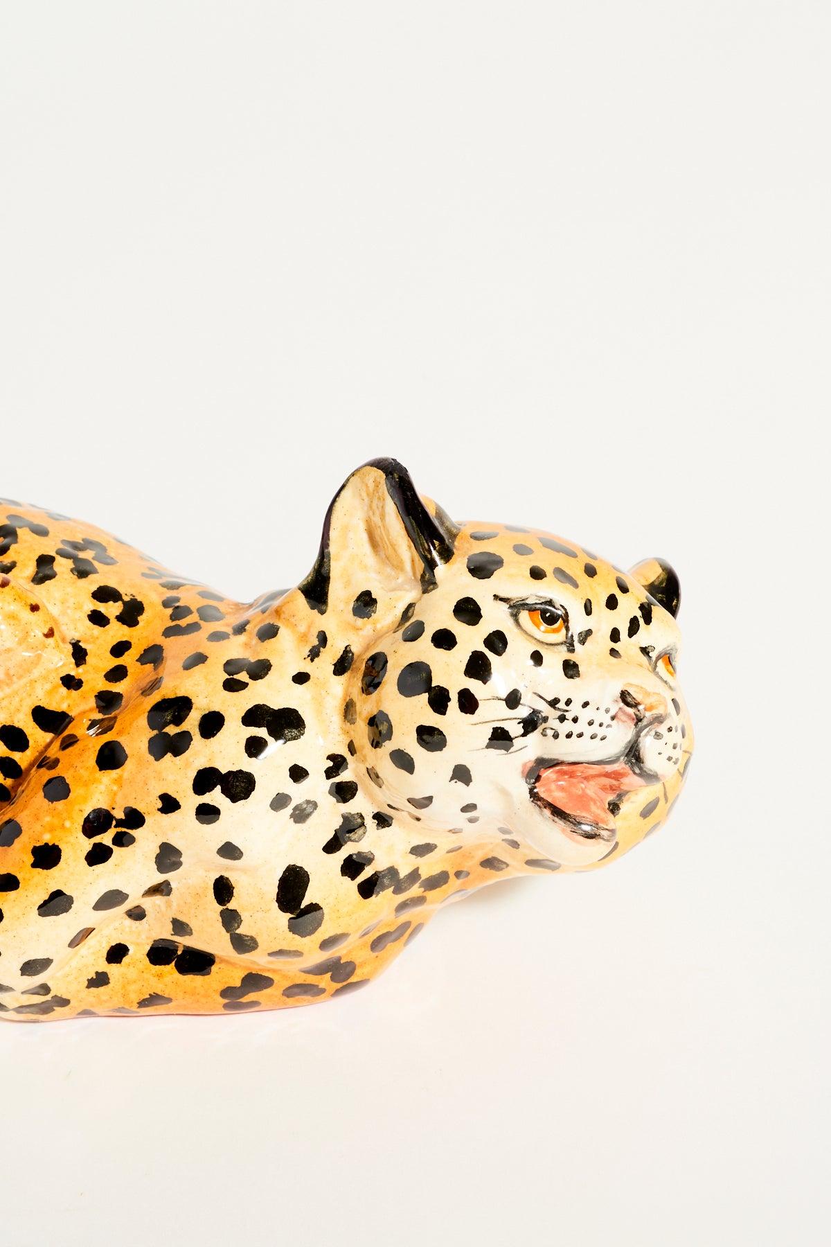 Hand Painted Italian Ceramic Leopard Cub Set of Two 2