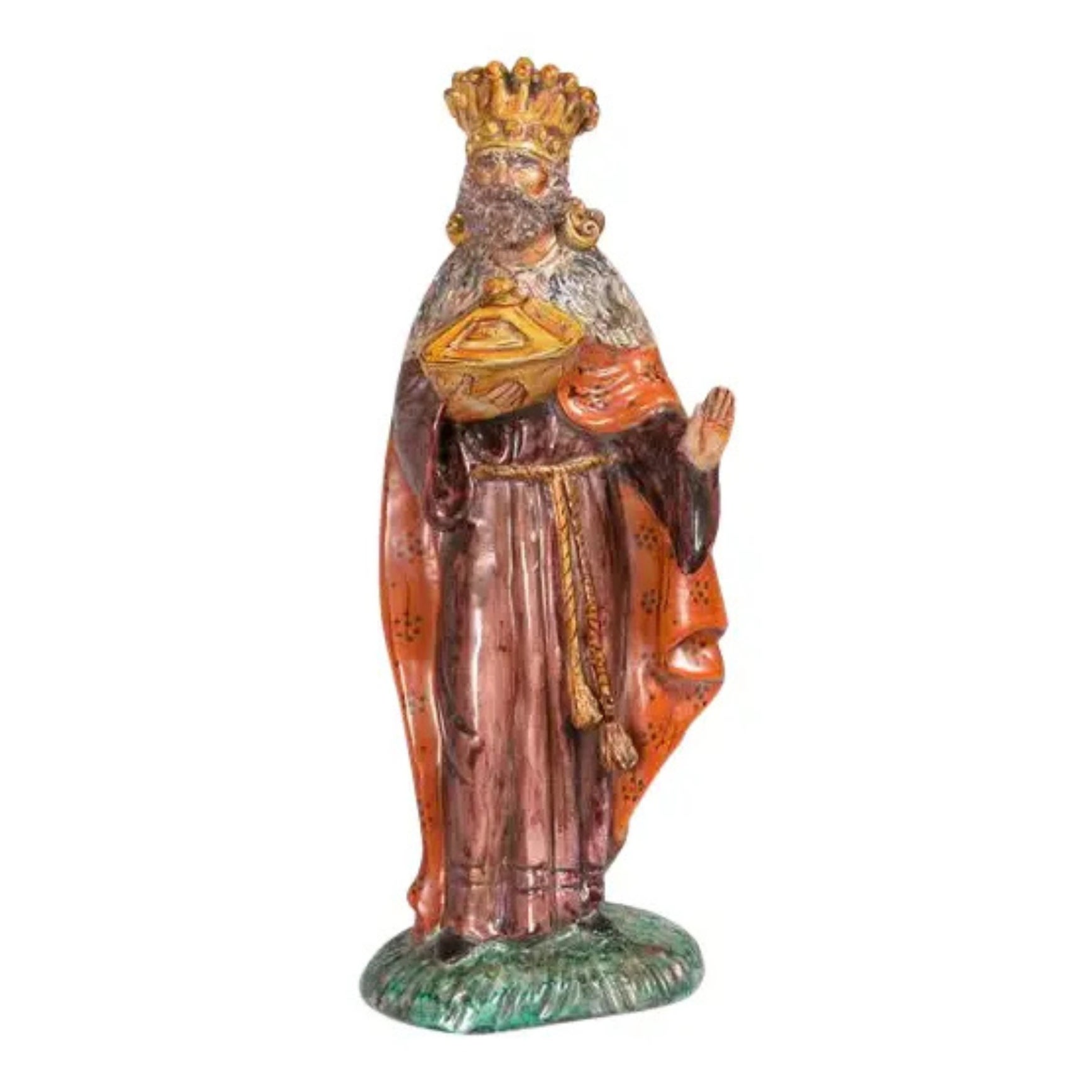 Hand-Painted Italian Ceramic Royal Figure with Communion Box For Sale