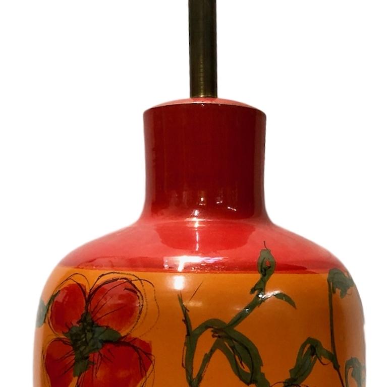 Hand Painted Italian Ceramic Table Lamp In Good Condition For Sale In New York, NY